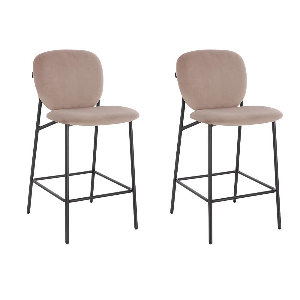 BARHOCKER CELDA - Menge: 2, Farbe: Samt Hellbraun - Hellbraun, Kunststoff (44/93/52cm) - Home Deluxe