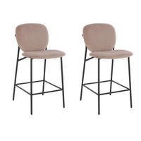BARHOCKER CELDA - Menge: 2, Farbe: Samt Hellbraun - Hellbraun, Kunststoff (44/93/52cm) - Home Deluxe