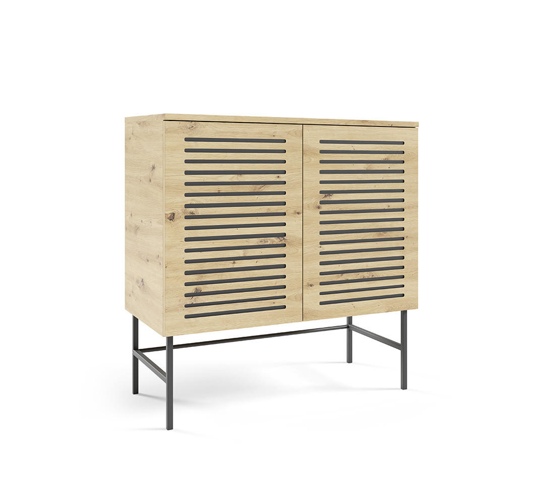 SIDEBOARD Svaar Eiche Artisan 80 / 40 / 80cm - Schwarz/Eiche Artisan, Holz/Holzwerkstoff (80/80/40cm) - Feldmann-Wohnen
