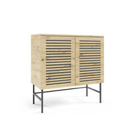 SIDEBOARD Svaar Eiche Artisan 80 / 40 / 80cm - Schwarz/Eiche Artisan, Holz/Holzwerkstoff (80/80/40cm) - Feldmann-Wohnen