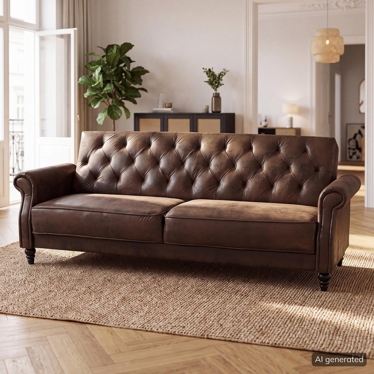 SCHLAFSOFA - Microfaser - Braun - Braun, Holz/Textil (221/83/95cm) - home24