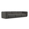 4-SITZER-SOFA Samt Stoff Grau - Dunkelgrau/Schwarz, Kunststoff/Textil (319/70/89cm) - LaMiaSofa