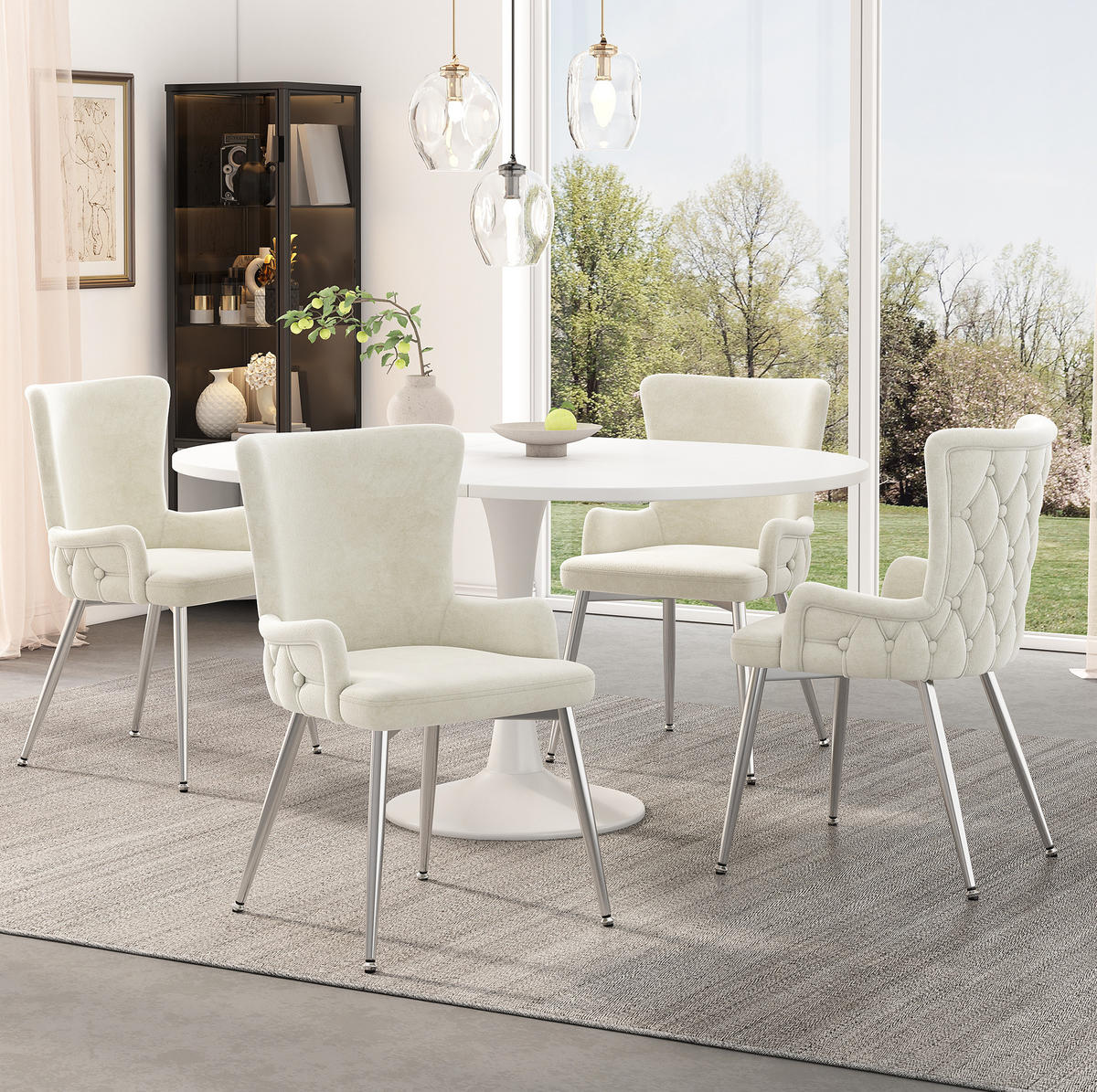 ESSZIMMERSTUHL 4er-Set Samt Beige mit Metallbeinen - Beige, Metall (47/85/49.1cm) - Meubliv
