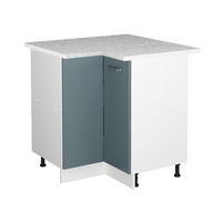 ECKSCHRANK FÜR HAUSRAT R-Line Blau-Grau 75.6 cm mit Tür, mit Arbeitsplatte - Blaugrau/Weiß, Holzwerkstoff (75.6/81.6/60cm) - Vicco
