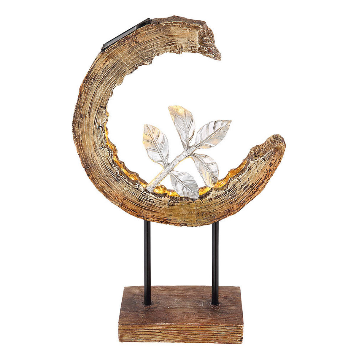 LED AUSSENLEUCHTE Holzoptik Braun Mondsichel Design - Braun, Metall (24/10/52cm) - Globo Lighting