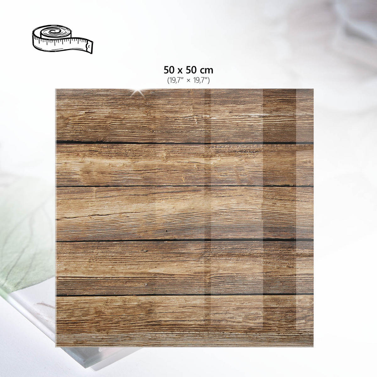 TISCHPLATTE 50x50 cm – Holzbretter - Grün, Glas (50/50/0.4cm) - Wallfluent