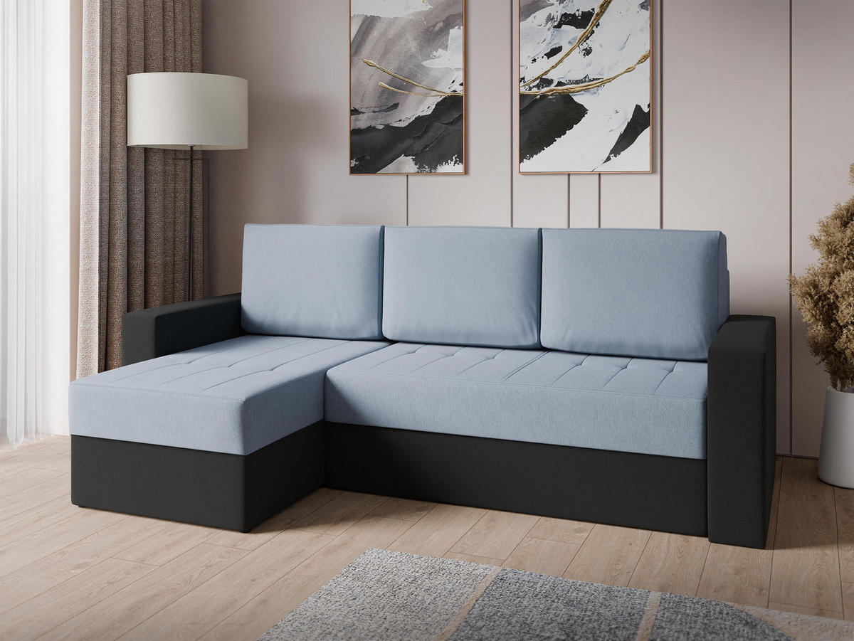 ECKSOFA Calabrini - Schwarz/Grau, Holz/Kunststoff (233/140cm) - MIRJAN24
