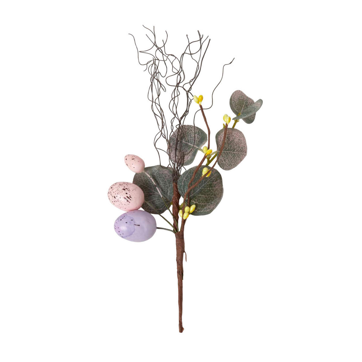 OSTERDEKO Zweig mit Ostereiern 20 cm - Flieder, Kunststoff (11/20/20cm) - Homescapes