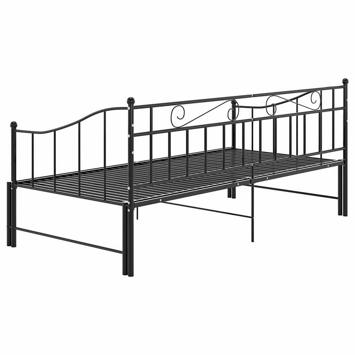 AUSZIEHSOFA Bettgestell Schwarz Metall 90/200 Cm - Schwarz, Naturmaterialien (90/200cm) - vidaXL