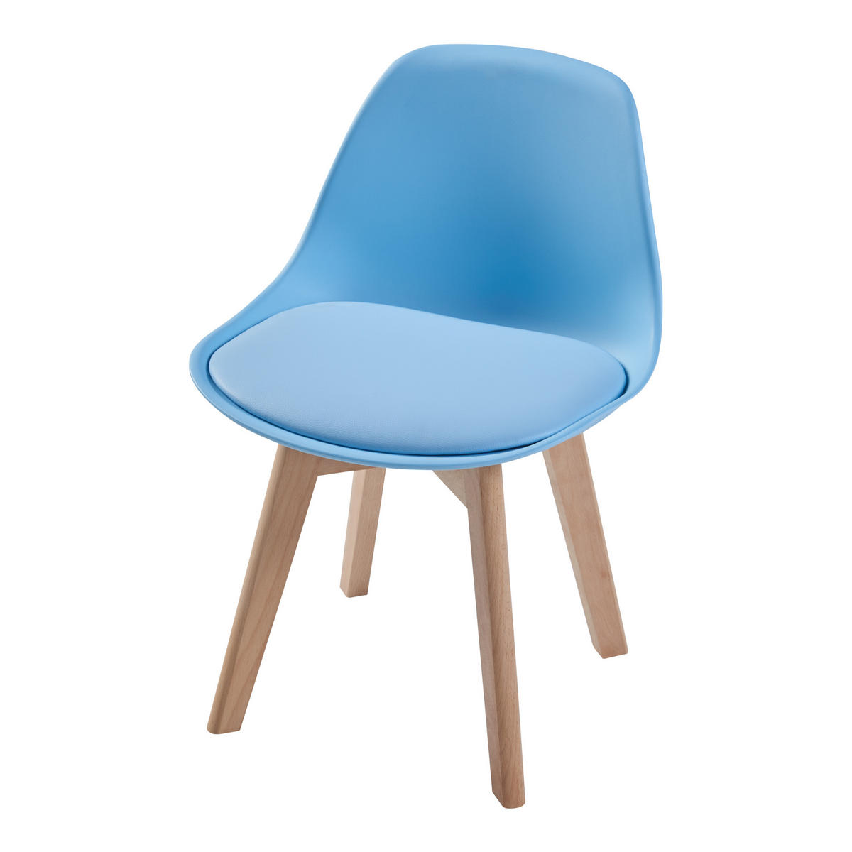 KINDERSTUHL Elvdal - Blau/Naturfarben, Holz/Kunststoff (38/56/33cm) - [en.casa]