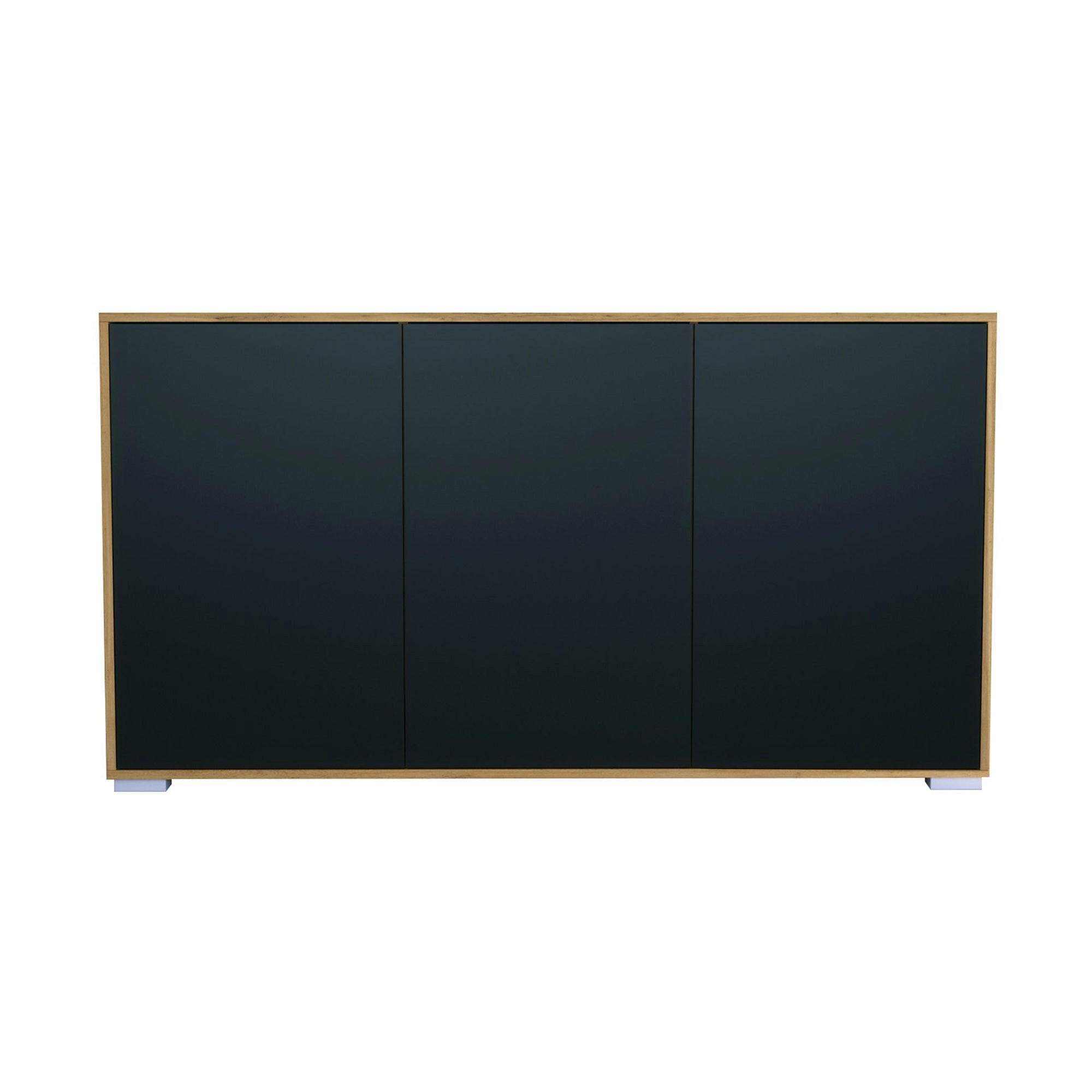 SIDEBOARD Elena, Kommode mit Push-to-Open, Made in Germany, Moderner Schrank, Eiche Evoke/Schwarz matt (152,5 x 83 x 37 cm) - Schwarz, Holzwerkstoff (152.5/83/37cm) - InnoFurn