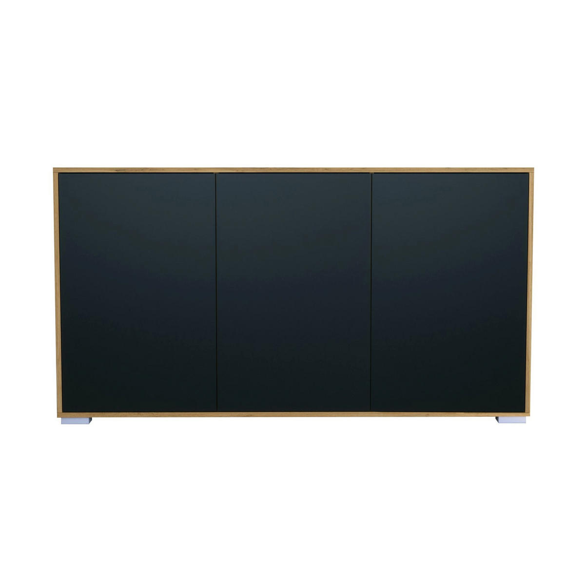 SIDEBOARD Elena, Kommode mit Push-to-Open, Made in Germany, Moderner Schrank, Eiche Evoke/Schwarz matt (152,5 x 83 x 37 cm) - Schwarz, Holzwerkstoff (152.5/83/37cm) - InnoFurn