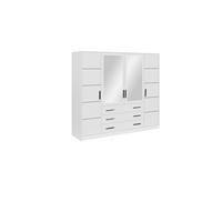 DREHTÜRENSCHRANK ELISE 240/200/57,5 cm 4-türig mit Spiegel Weiß - Weiß, Holzwerkstoff (240/200/57.5cm) - MASSENO