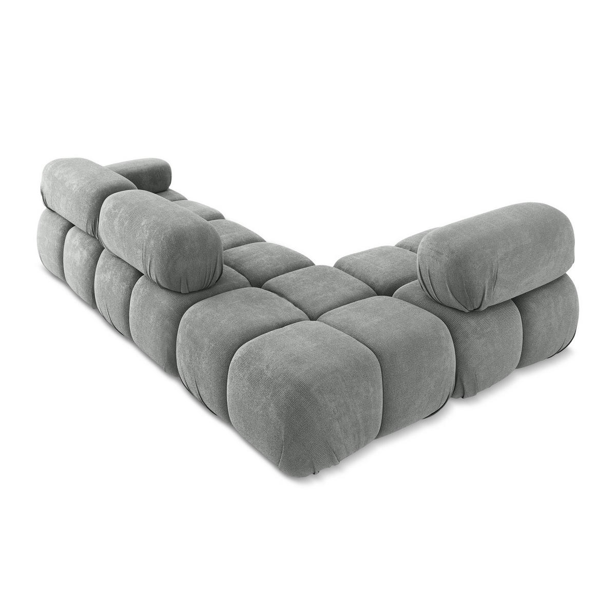 ECKSOFA Links Chenille Stoff Grau - Blau/Schwarz, Kunststoff/Textil (190/285cm) - LaMiaSofa