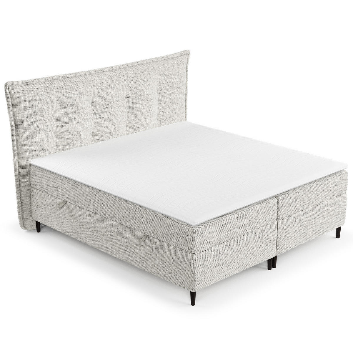 BOXBETT Sinai Hellgrau 160/200 cm mit Taschenmatratze und Topper - Hellgrau/Schwarz, Holz/Holzwerkstoff (160/200cm) - Maison de Reve
