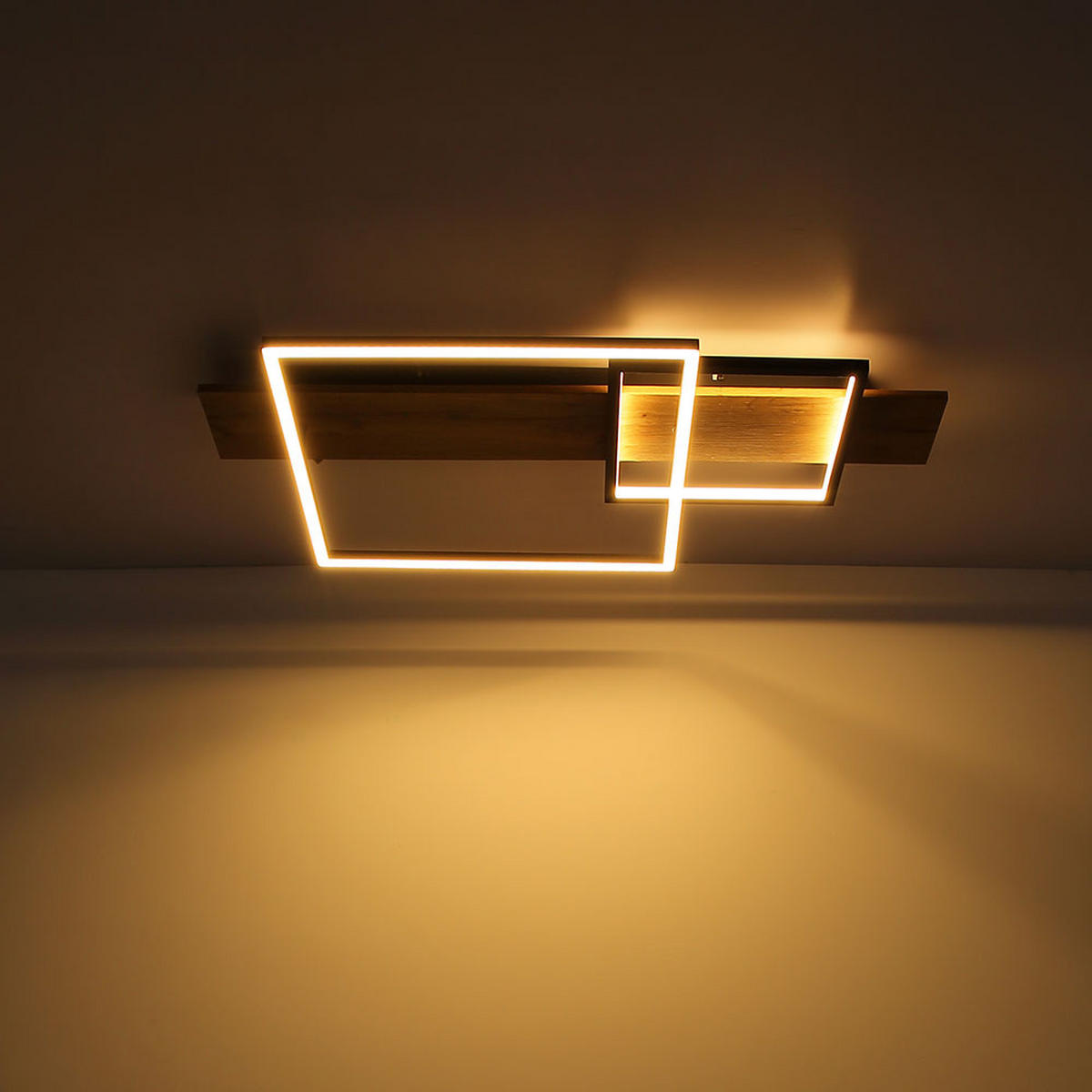 LED DECKENLEUCHTE Vanni Schwarz Holzoptik - Braun, Metall (75/40/10cm) - Globo Lighting