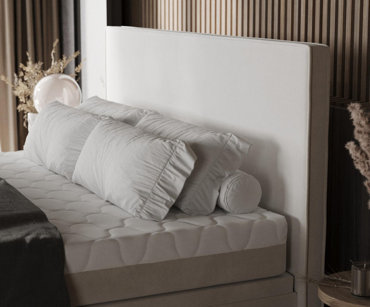 BOXBETT Zalla 160/200 cm Creme im Paros Stoff - Creme/Schwarz, Holz/Holzwerkstoff (160/200cm) - AltaBeds