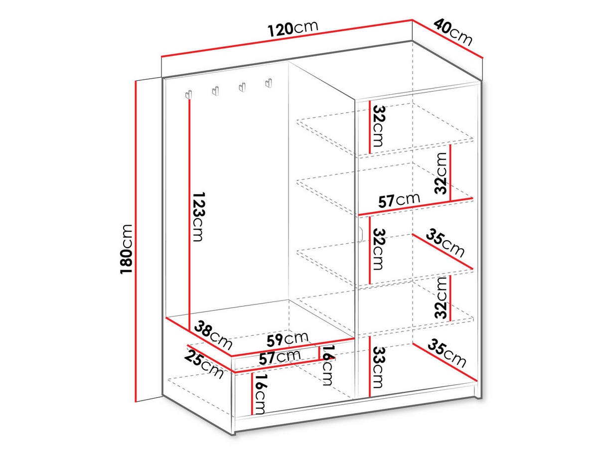 GARDEROBE Tireno - Sandfarben, Holzwerkstoff/Kunststoff (120/180/40cm) - MIRJAN24
