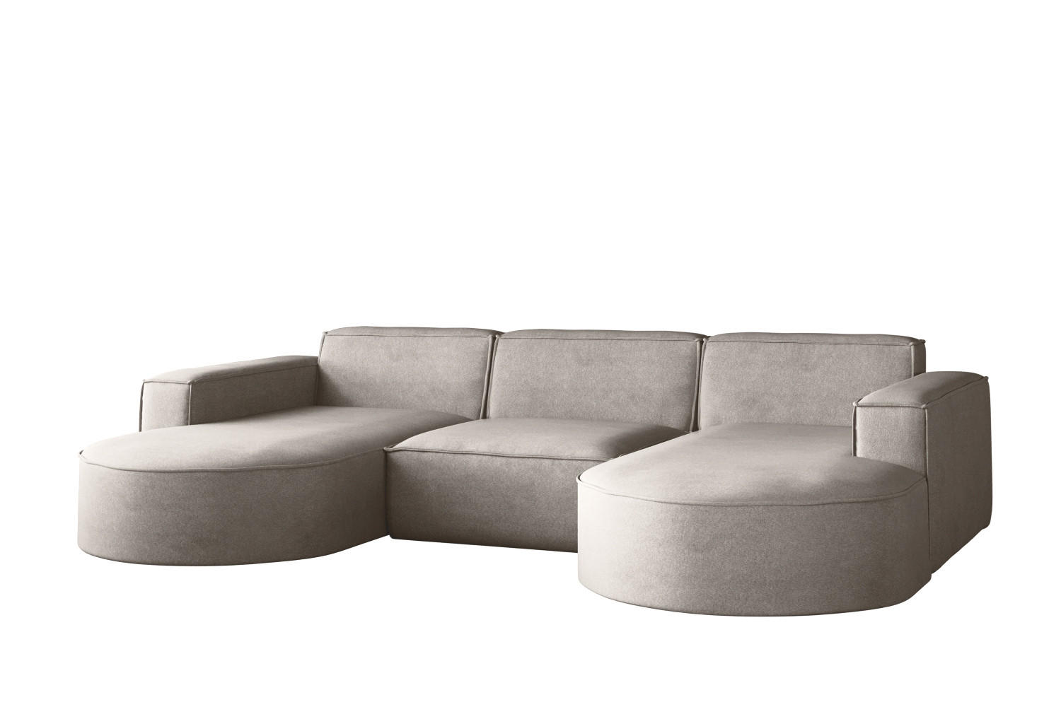 ECKSOFA Modena U-Form Elegant und Moderne Stoff Salvador Beige - Creme, Holz/Textil (299/165cm) - Kaiser Möbel