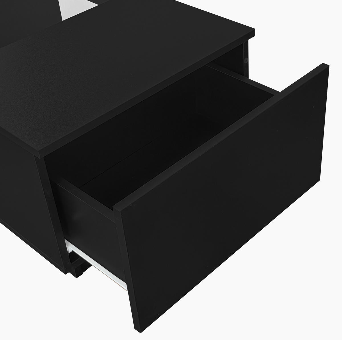 COUCHTISCH aus Spanplatte 100x50x35,5 cm Schwarz mit LED-Beleuchtung, App-Steuerung und 2 Schubladen - Schwarz, Holzwerkstoff (100/50/35.5cm) - Modfu