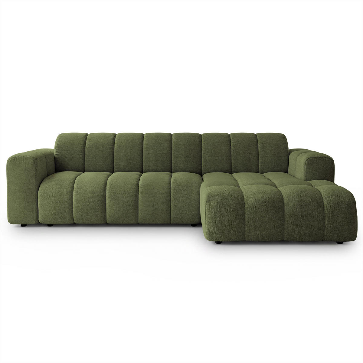 ECKSOFA SETIA Olivgrün Strukturstoff mit Schlaffunktion - Olivgrün, Holz (304/165cm) - MASSENO
