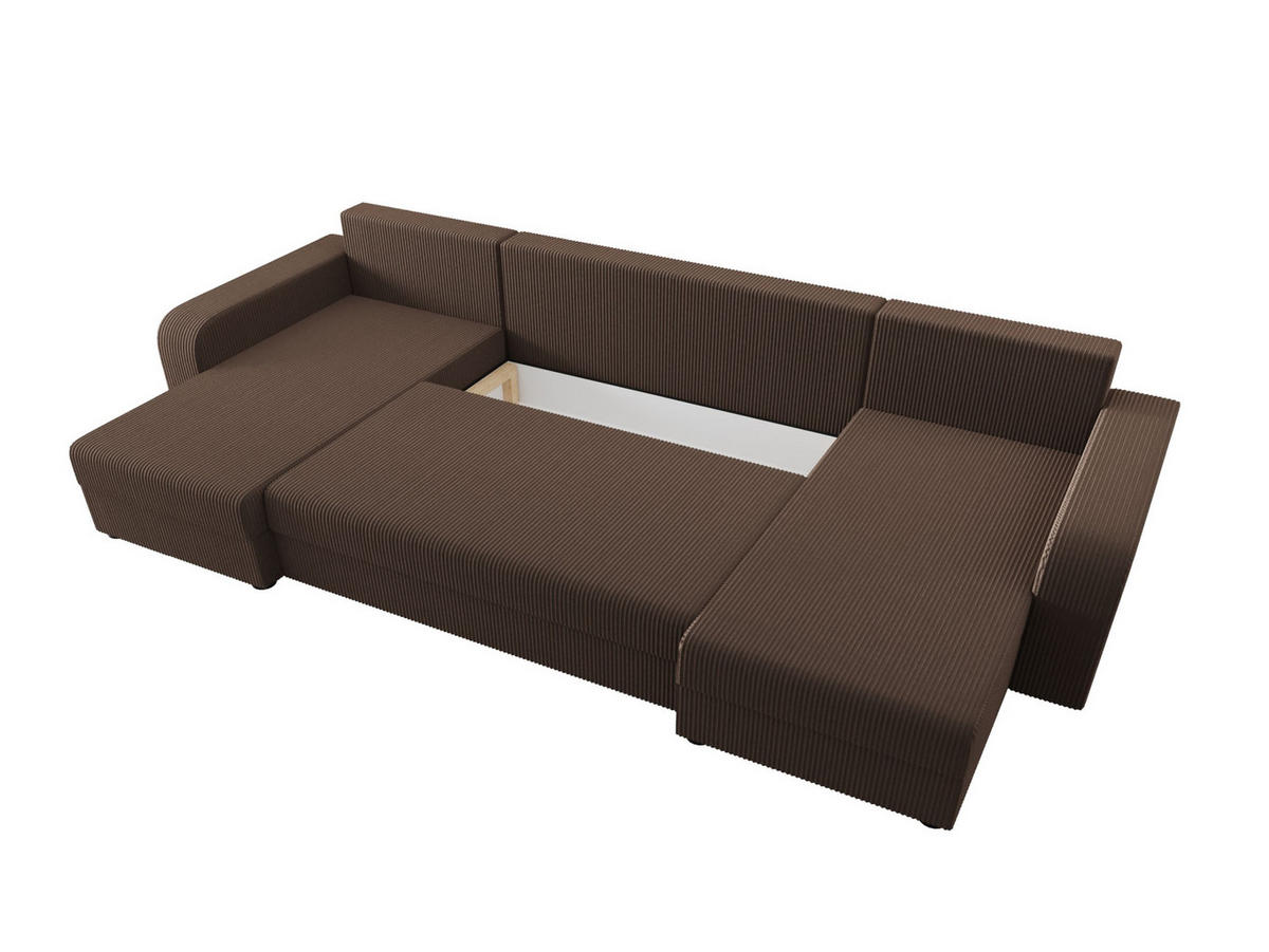 WOHNLANDSCHAFT HEWLET U BIS Zoom 5 mit Schlaffunktion - Braun, Textil (305/90/140cm) - Bedante