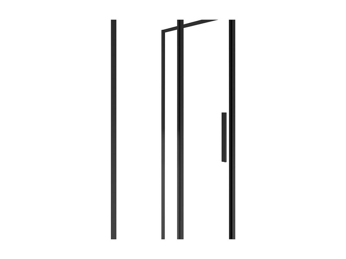 DUSCHWAND - 140 cm x 80 cm - metall - schwarz Toroni - Schwarz, Glas/Metall (140/195cm) - Vente-Unique