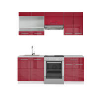 KÜCHENZEILE Fame-Line Bordeaux Hochglanz 200 cm ohne AP - Bordeaux/Weiß, Holzwerkstoff (200/81.6/46cm) - Vicco