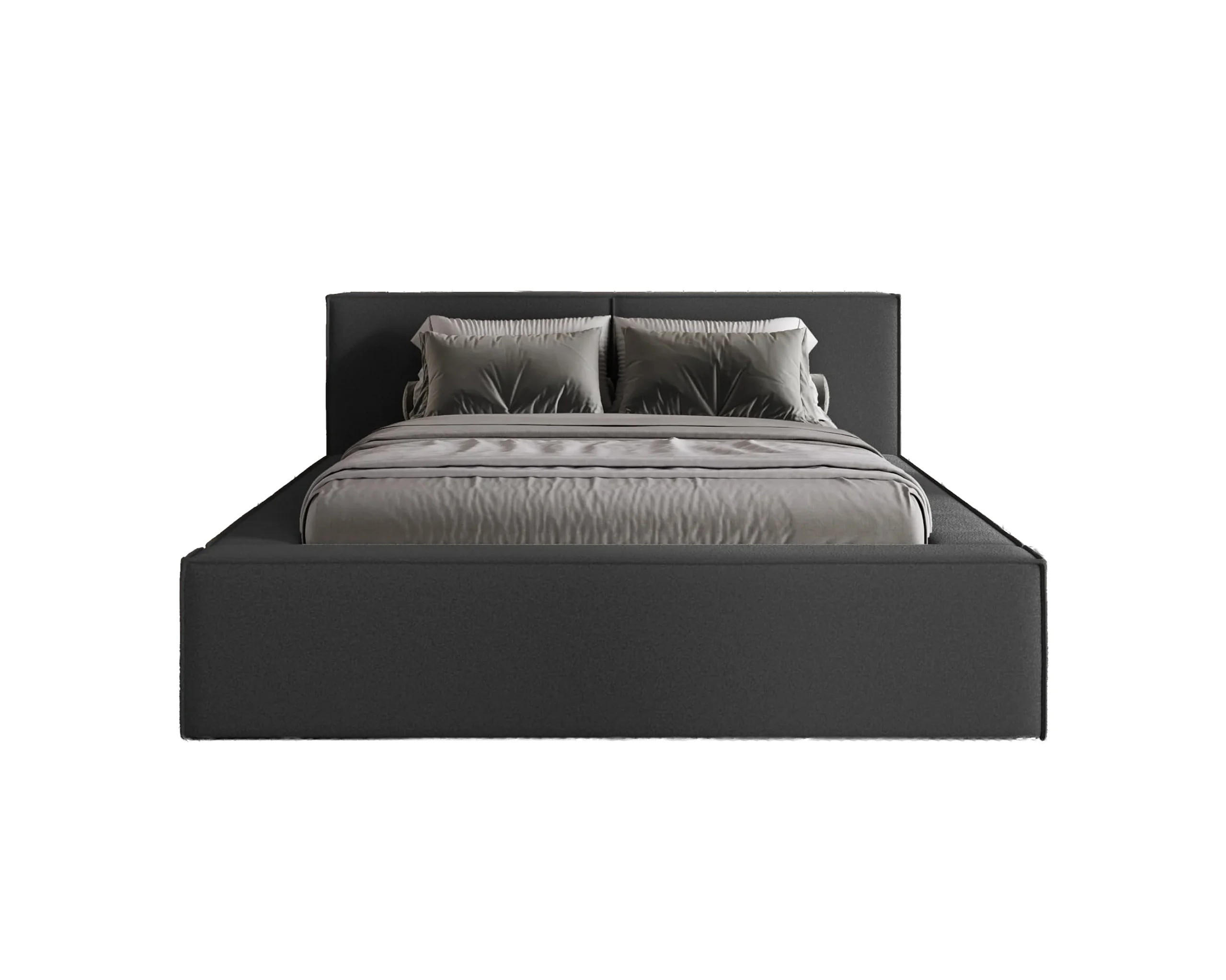 POLSTERBETT Lugano 200x200 cm mit Bettkasten und elegantem Kopfteil - Bouclé Schwarz - Schwarz, Holz/Textil (200/200cm) - Chilly