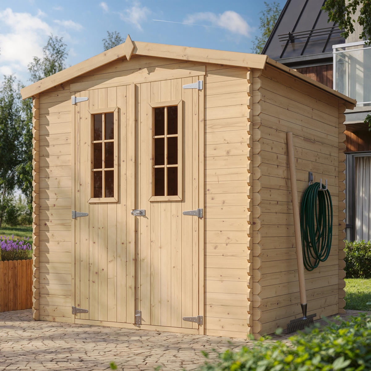 GARTENHAUS HOLZ - B216xL206xH216 cm/ 3.53 m2 - M343C - Beige, Holz (216/218/200cm) - Timbela