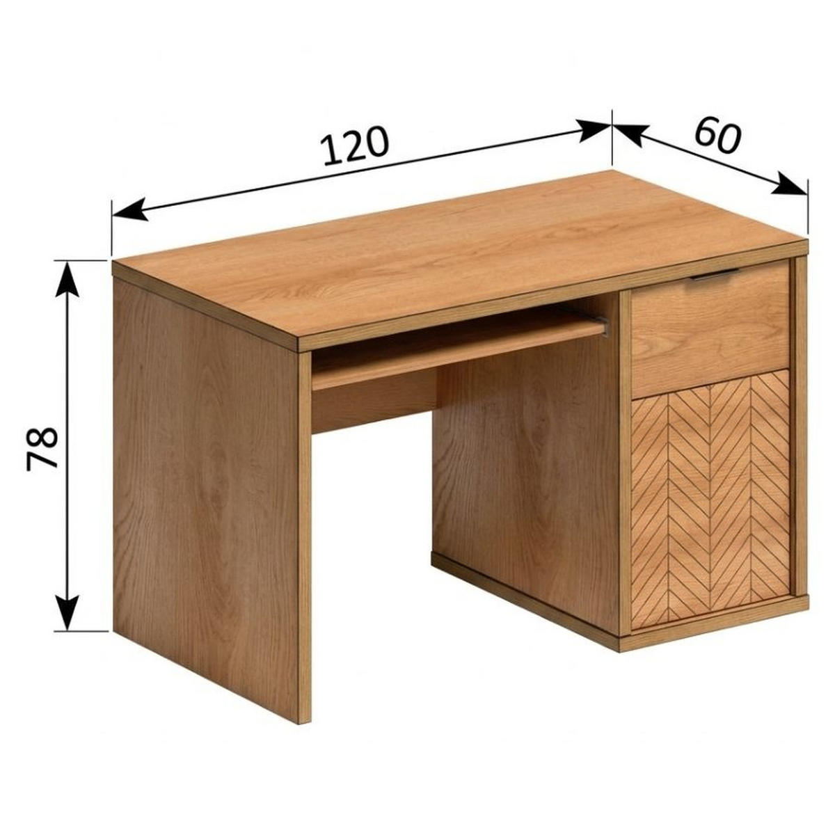 SCHREIBTISCH Fonti F-14 120 x 60 x 78 cm Karamell-Eiche - Eichefarben, Holzwerkstoff (60/120/78cm) - Koseto
