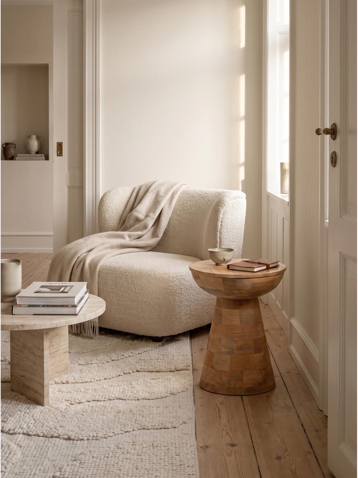BEISTELLTISCH JELSA, Mango Massivholz, Ø 37 x 45 cm - Hellbraun/Braun, Holz (37/37/45cm) - KADIMA DESIGN
