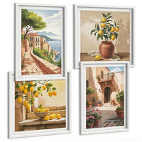 BILDER SET 4er Set - 50x50 cm & 40x60 cm Weißer Rahmen - Zitrusfrüchte in der Küche - Weiß, Kunststoff (50/50cm) - TULUP