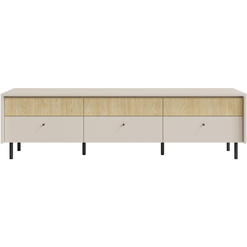 LOWBOARD Monako mit 6 Schubalden, Beige Sand - Eichefarben/Beige, Holzwerkstoff/Metall (183/51/42cm) - Beautysofa