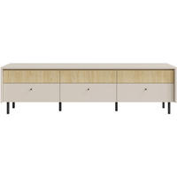 LOWBOARD Monako mit 6 Schubalden, Beige Sand - Eichefarben/Beige, Holzwerkstoff/Metall (183/51/42cm) - Beautysofa