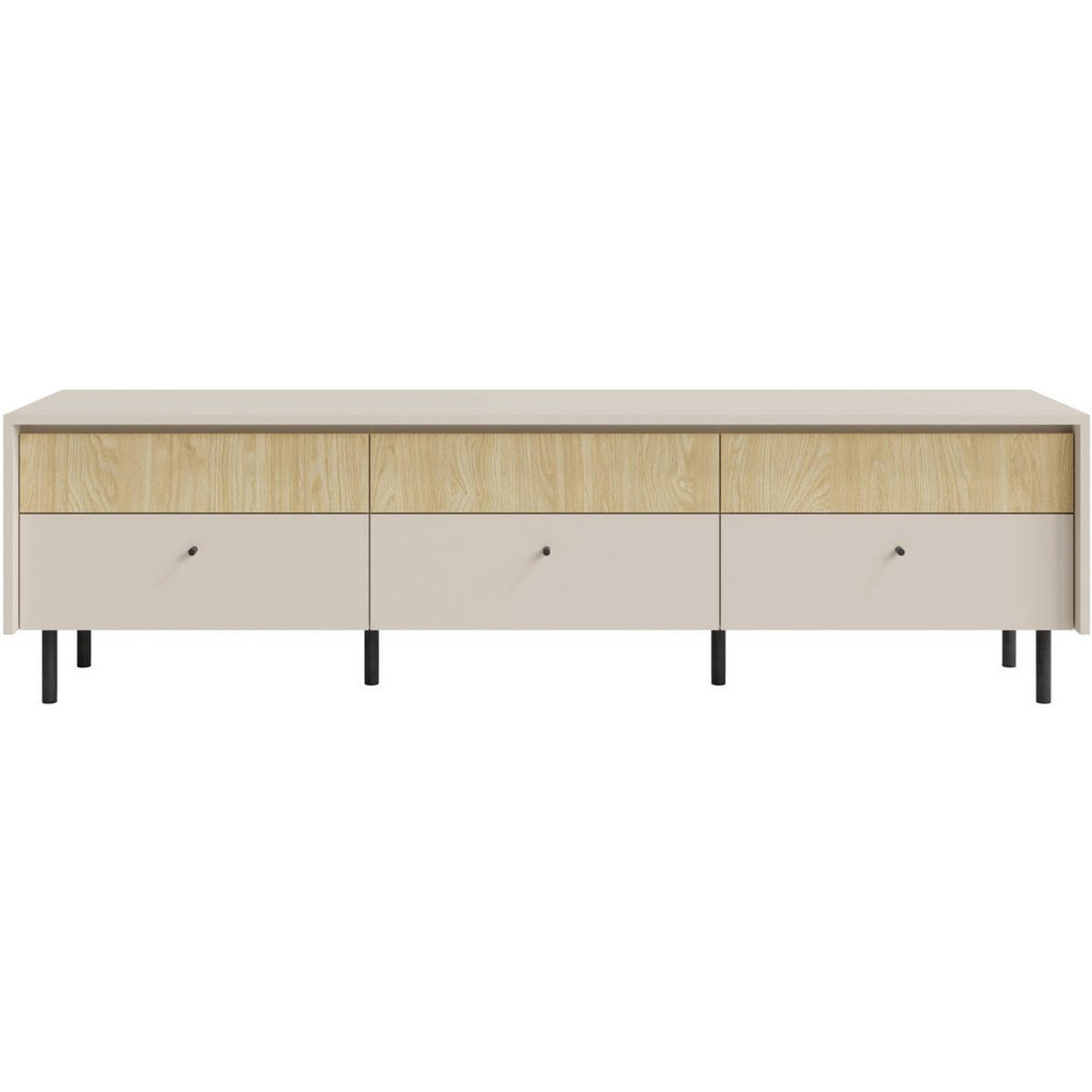 LOWBOARD Monako mit 6 Schubalden, Beige Sand - Eichefarben/Beige, Holzwerkstoff/Metall (183/51/42cm) - Beautysofa