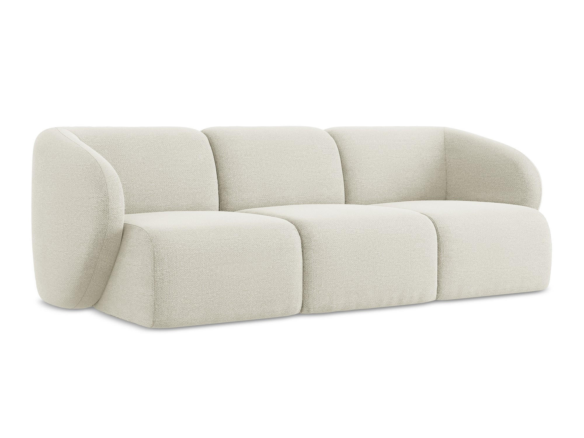 3-SITZER SOFA Bouclé Stoff Beige - Sandfarben/Schwarz, Holzwerkstoff/Kunststoff (244/75/94cm) - Makamii
