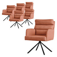 ESSZIMMERSTUHL 6er Set drehbar Orange Stoffbezug - Schwarz/Orange, Textil/Metall (64.5/93/64cm) - ML-DESIGN