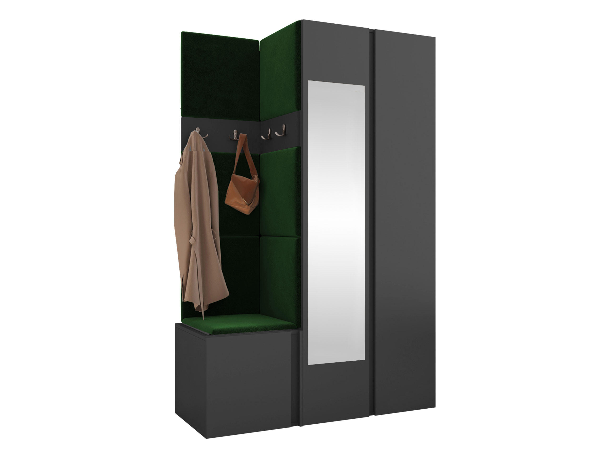 MOBILIER PENTRU HOL Orion XXVI - verde/grafit, material plastic/compozit lemnos (116/186/46cm) - MIRJAN24