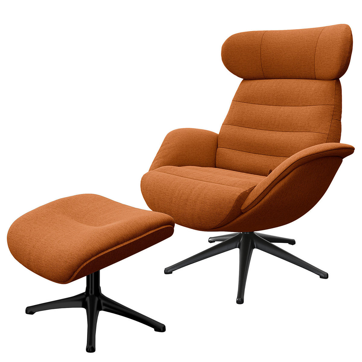 POLSTERHOCKER - Rostfarben/Schwarz, Textil/Metall (44/39/49cm) - home24