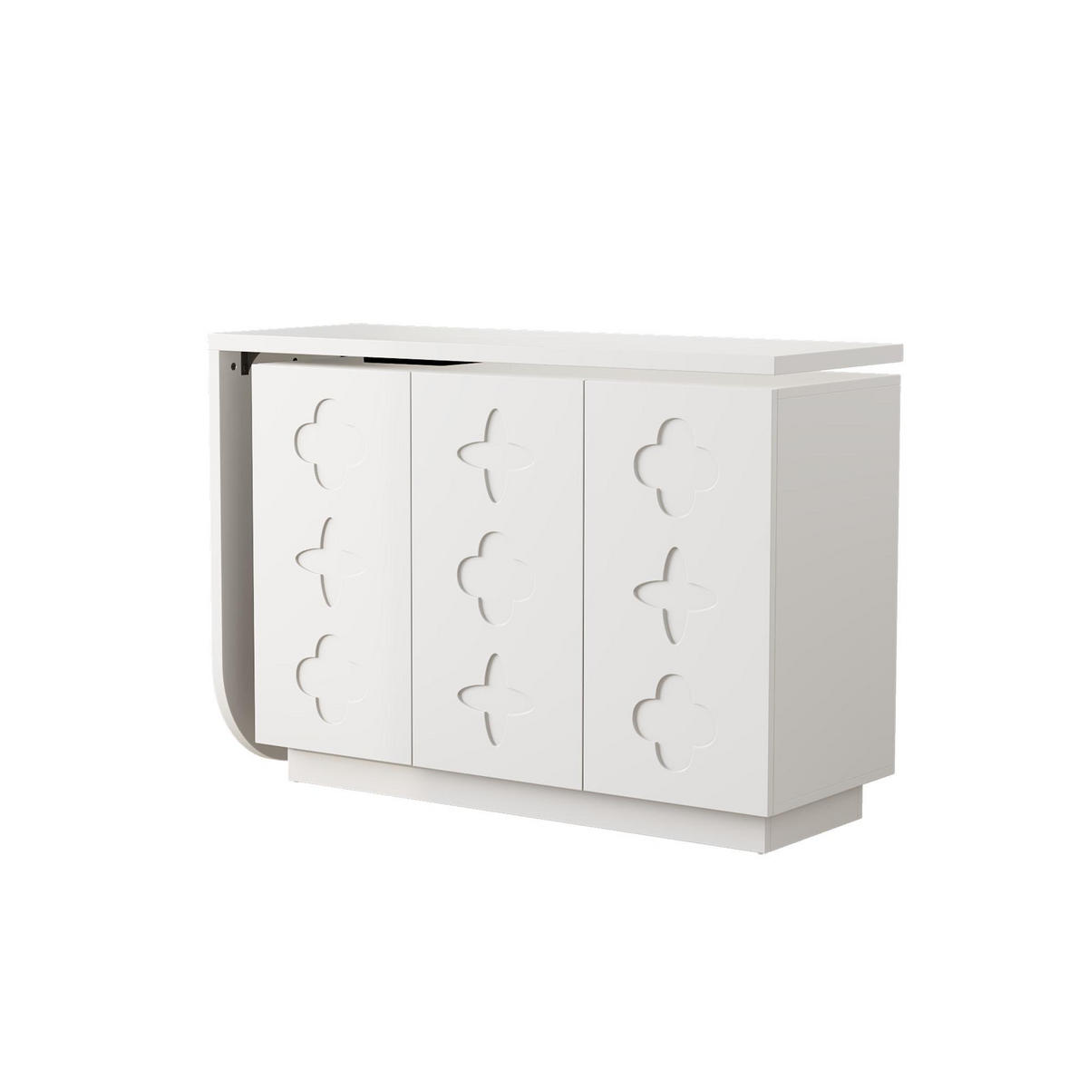 ECKSCHREIBTISCH Weiß 110/40/75 cm drehbar L-Form mit Schrank - Weiß, Holzwerkstoff (40/110/75cm) - PANGIVO
