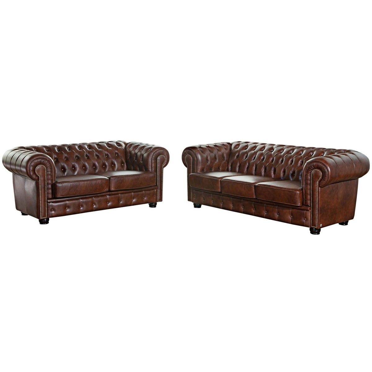 SOFA 3-Sitzer Kath Bezug Wischleder Buche nussbaum dunkel / braun - Braun, Leder (200/74/98cm) - 58aufmkessel
