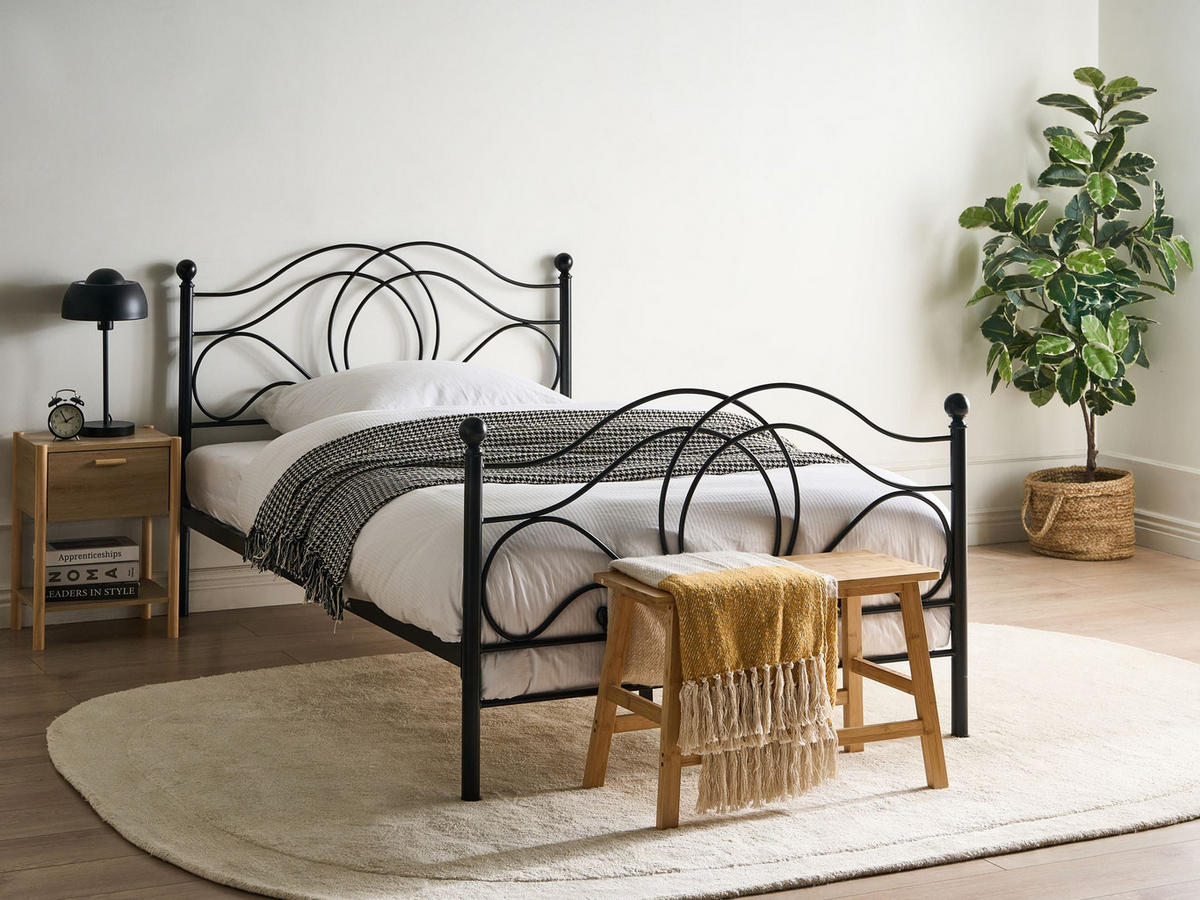 BETT mit Lattenrost 120/200 cm Schwarz Lyra - Schwarz, Metall (120/200cm) - Beliani