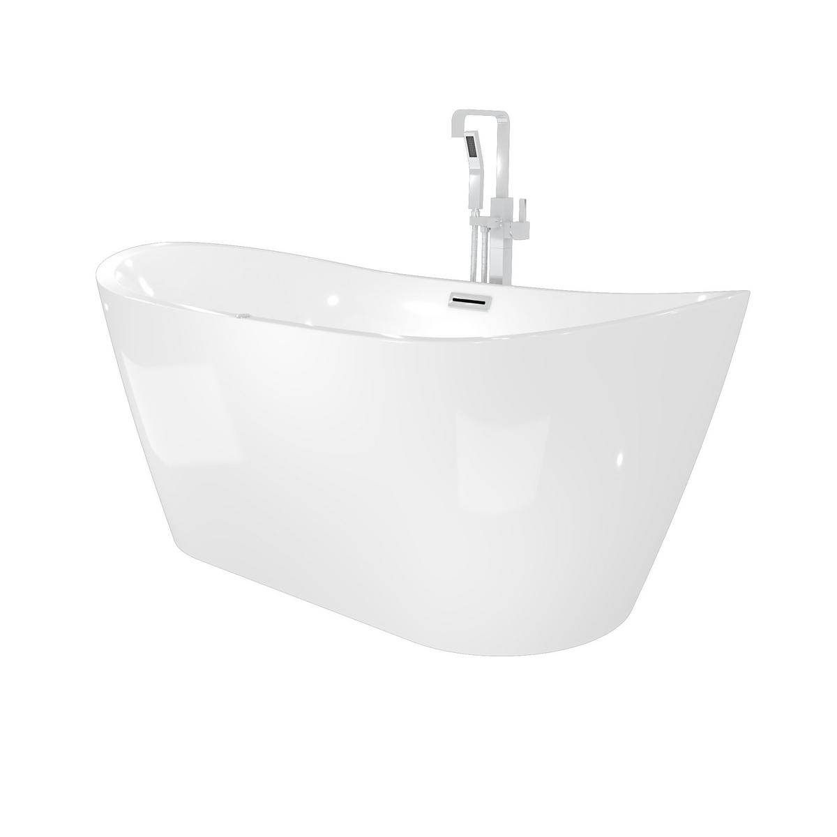 FREISTEHENDE Badewanne F13 180x92cm Whirlpool Luftmassage Armatur AF05 - Weiß, Glas/Kunststoff (80/72/180cm) - AcquaVapore by Sandra Jentho
