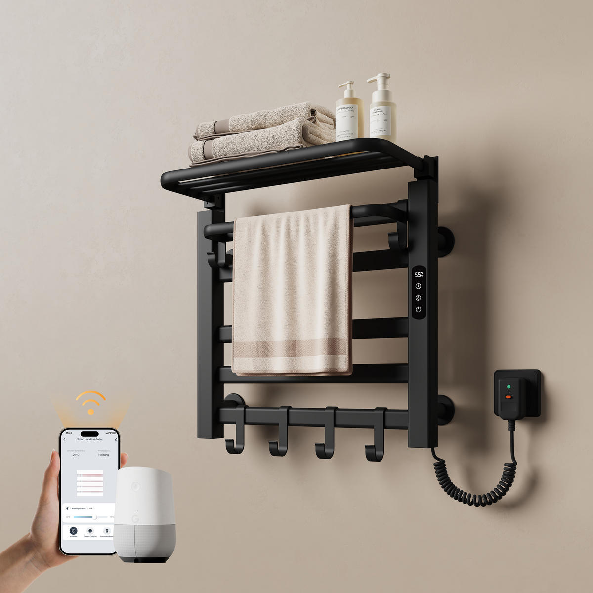 HEIZKÖRPER Elektrisch mit WiFi und Fernbedienung Schwarz 50/50 cm - Schwarz, Metall (50/50/25cm) - EMKE