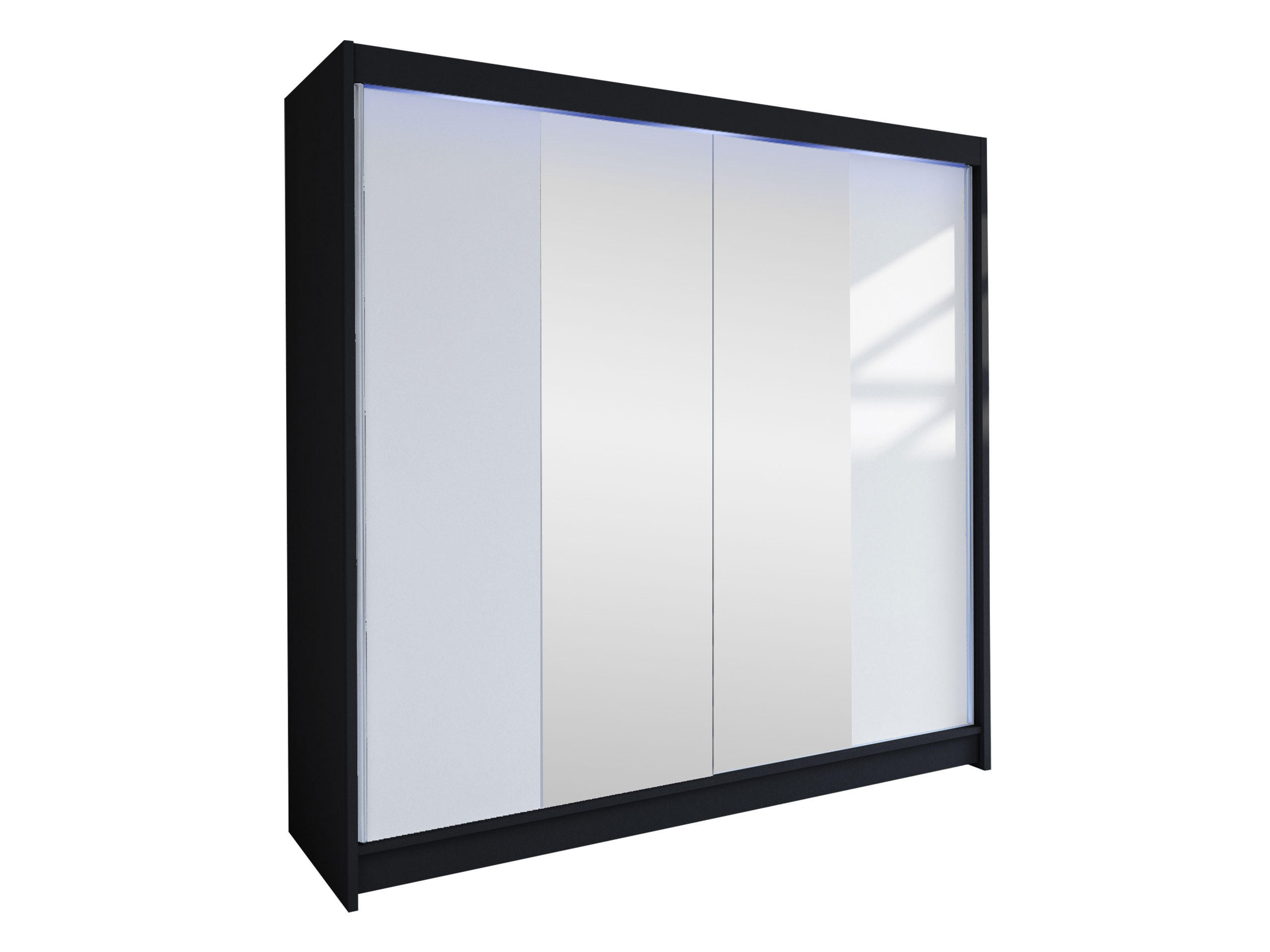 SCHWEBETÜRENSCHRANK Talin II, mit RGB LED Beleuchtung - Klar/Silberfarben, Holzwerkstoff/Metall (180/215/58cm) - MIRJAN24