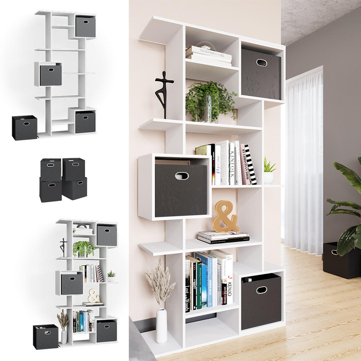 DĚLICÍ STĚNA Cube Bílá - bílá, kompozitní dřevo (92/187.7/29cm) - Vicco