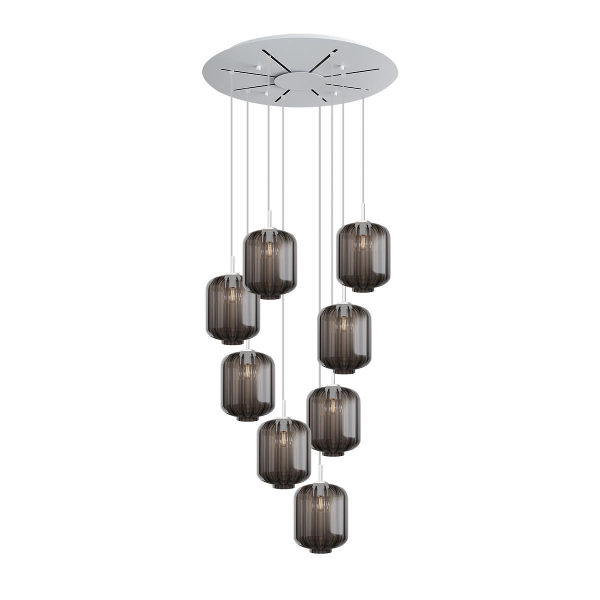 GALERIELEUCHTE Velo 8-flammig Rauch Ø 25cm - Anthrazit/Weiß, Glas (25/25/27cm) - s.luce