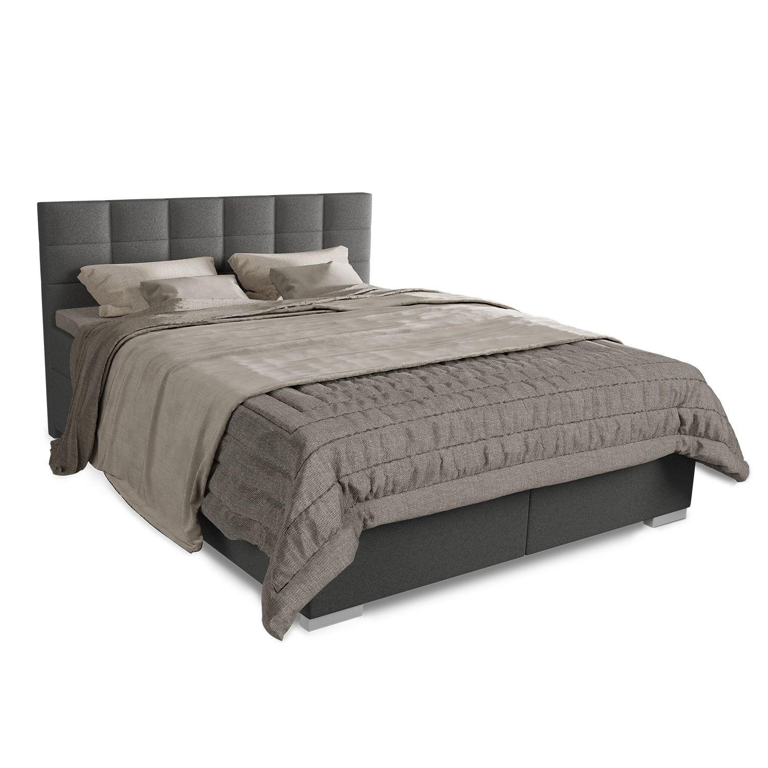 BOXBETT Seattle hellgrau 180x200 cm Malmo-Stoff - Hellgrau, Textil (180/200cm) - Juskys