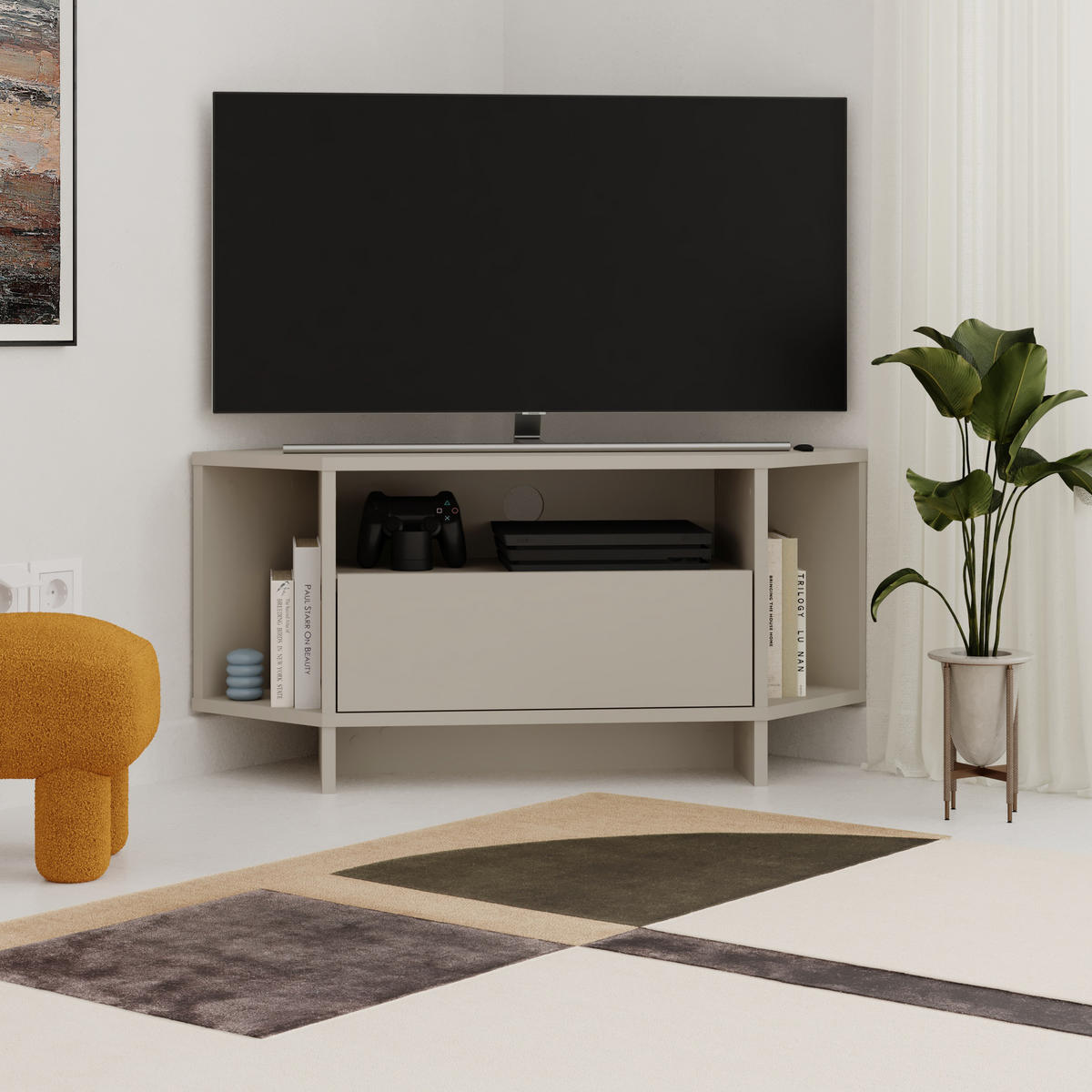 LOWBOARD Viva Sandstein 96/45/35 cm - Beige, Holzwerkstoff (95.7/45.3/35.4cm) - Decortie